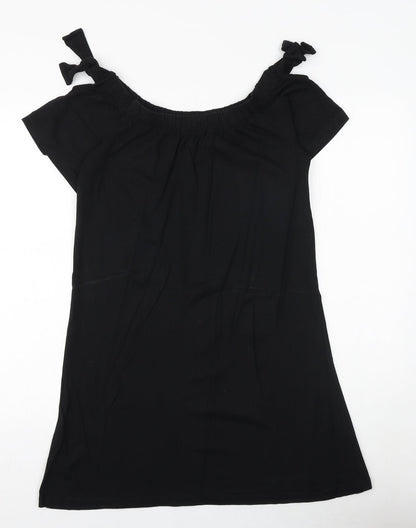 Papaya Womens Black 100% Cotton A-Line Size S Round Neck Pullover