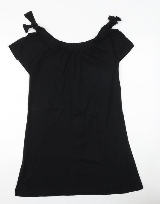 Papaya Womens Black 100% Cotton A-Line Size S Round Neck Pullover
