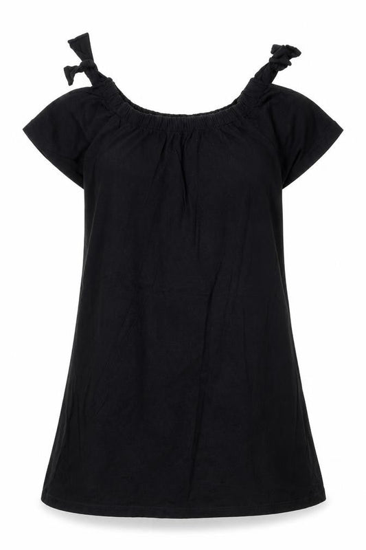 Papaya Womens Black 100% Cotton A-Line Size S Round Neck Pullover