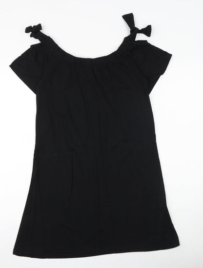 Papaya Womens Black 100% Cotton A-Line Size S Round Neck Pullover