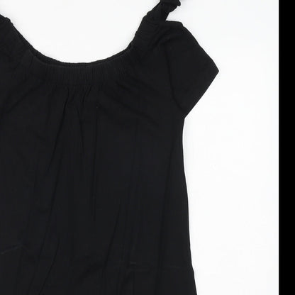 Papaya Womens Black 100% Cotton A-Line Size S Round Neck Pullover