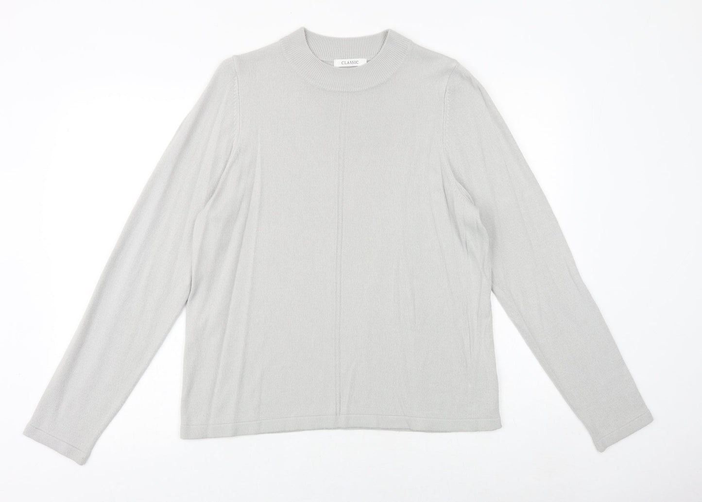 Marks and Spencer Womens Grey Mock Neck Acrylic Pullover Jumper Size 16
