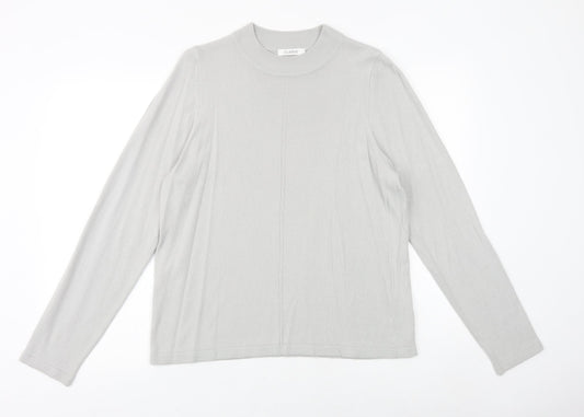 Marks and Spencer Womens Grey Mock Neck Acrylic Pullover Jumper Size 16