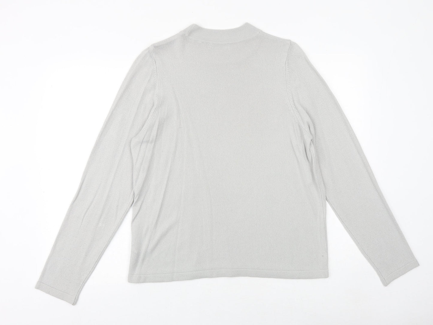 Marks and Spencer Womens Grey Mock Neck Acrylic Pullover Jumper Size 16