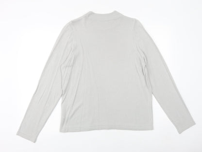 Marks and Spencer Womens Grey Mock Neck Acrylic Pullover Jumper Size 16