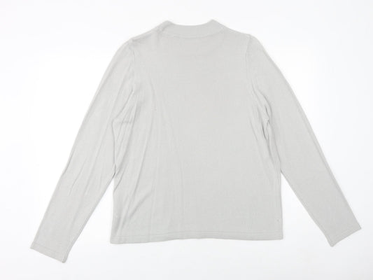 Marks and Spencer Womens Grey Mock Neck Acrylic Pullover Jumper Size 16
