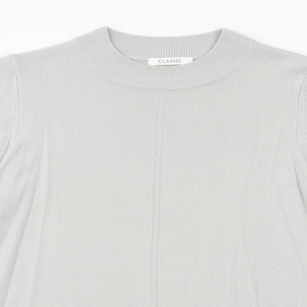 Marks and Spencer Womens Grey Mock Neck Acrylic Pullover Jumper Size 16