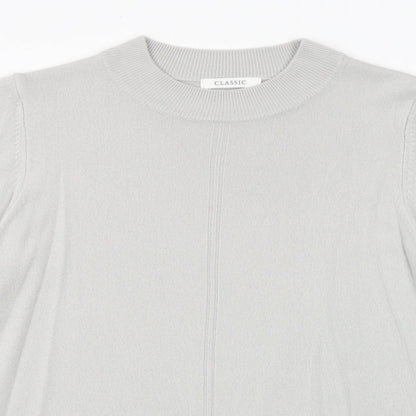 Marks and Spencer Womens Grey Mock Neck Acrylic Pullover Jumper Size 16