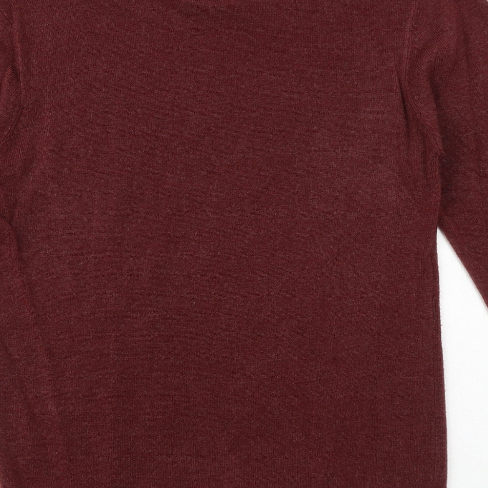 Peacocks Mens Purple V-Neck Acrylic Pullover Jumper Size S Long Sleeve