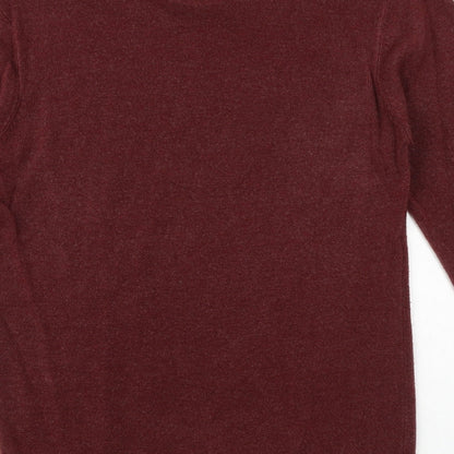 Peacocks Mens Purple V-Neck Acrylic Pullover Jumper Size S Long Sleeve