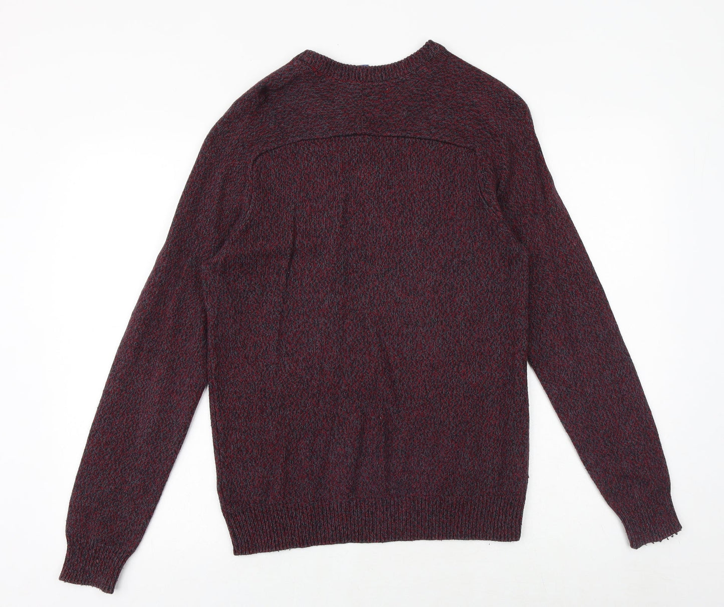 H&M Mens Red Round Neck Acrylic Pullover Jumper Size S Long Sleeve