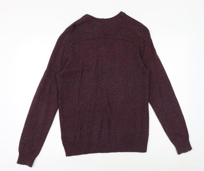 H&M Mens Red Round Neck Acrylic Pullover Jumper Size S Long Sleeve