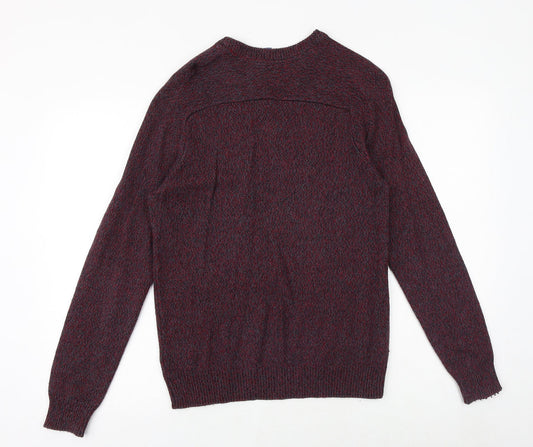 H&M Mens Red Round Neck Acrylic Pullover Jumper Size S Long Sleeve