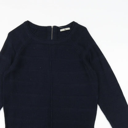 TU Womens Blue Acrylic Jumper Dress Size 10 Round Neck Zip