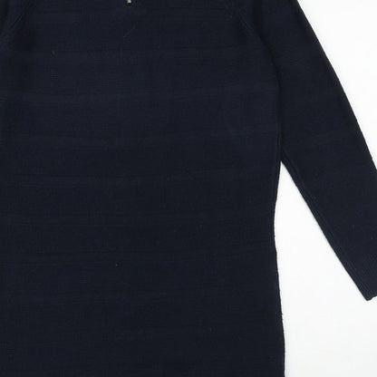 TU Womens Blue Acrylic Jumper Dress Size 10 Round Neck Zip