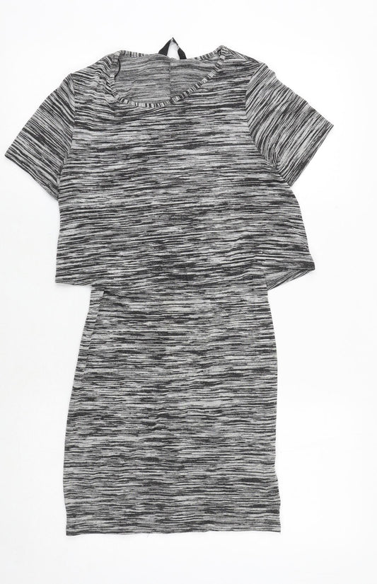 New Look Womens Grey Viscose A-Line Size 8 Round Neck Pullover