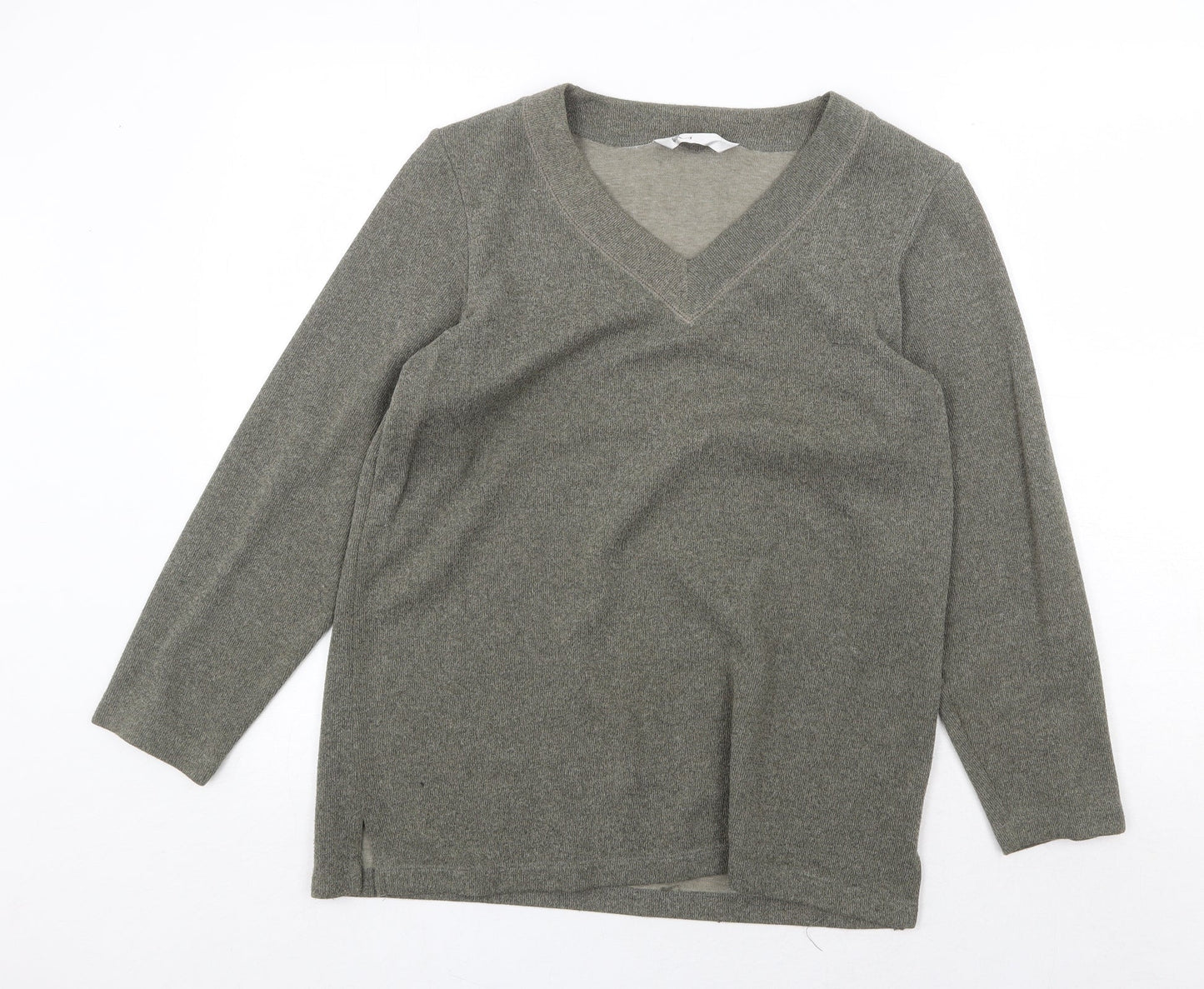 BHS Womens Green V-Neck Polyester Pullover Jumper Size 14