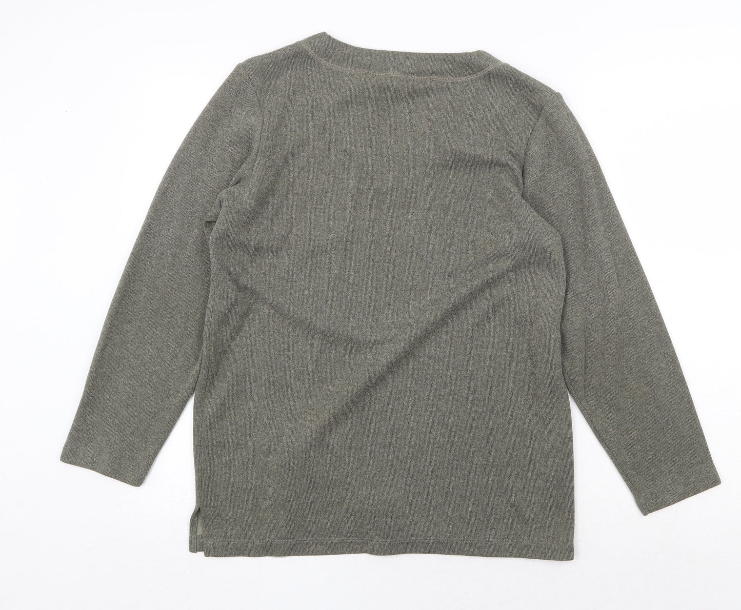 BHS Womens Green V-Neck Polyester Pullover Jumper Size 14