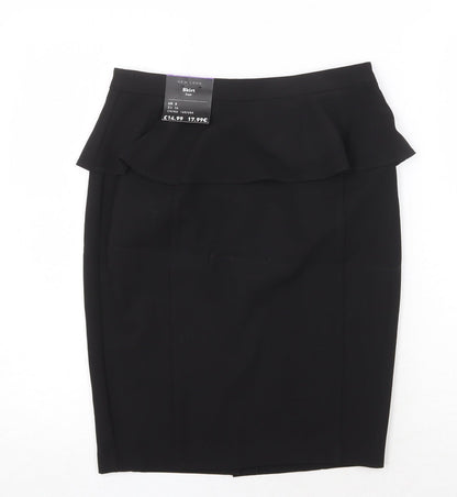 New Look Womens Black Polyester A-Line Skirt Size 8 Zip