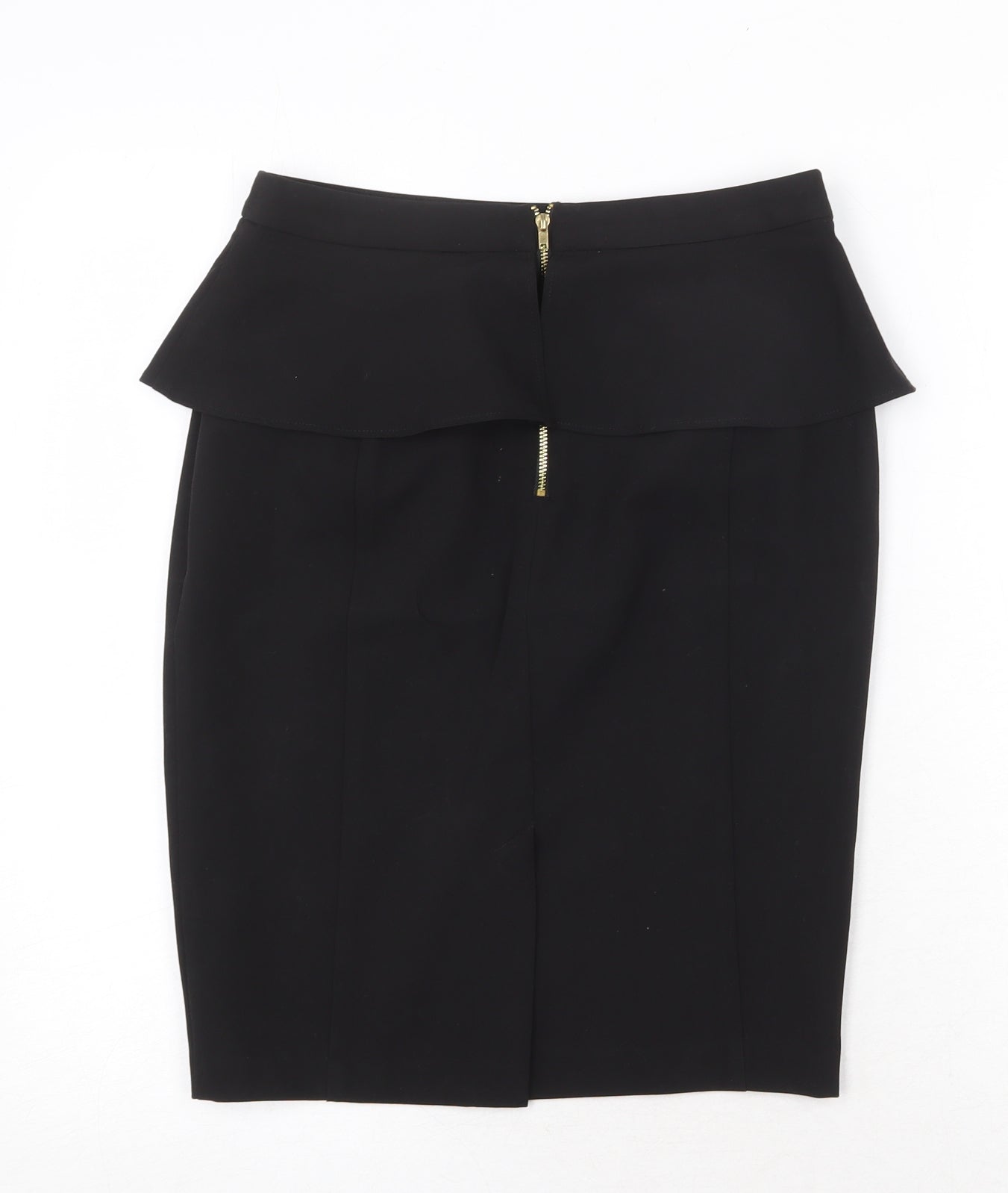 New Look Womens Black Polyester A-Line Skirt Size 8 Zip