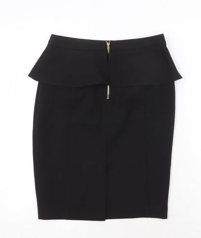 New Look Womens Black Polyester A-Line Skirt Size 8 Zip