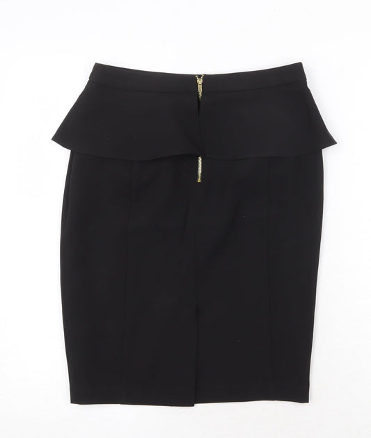 New Look Womens Black Polyester A-Line Skirt Size 8 Zip