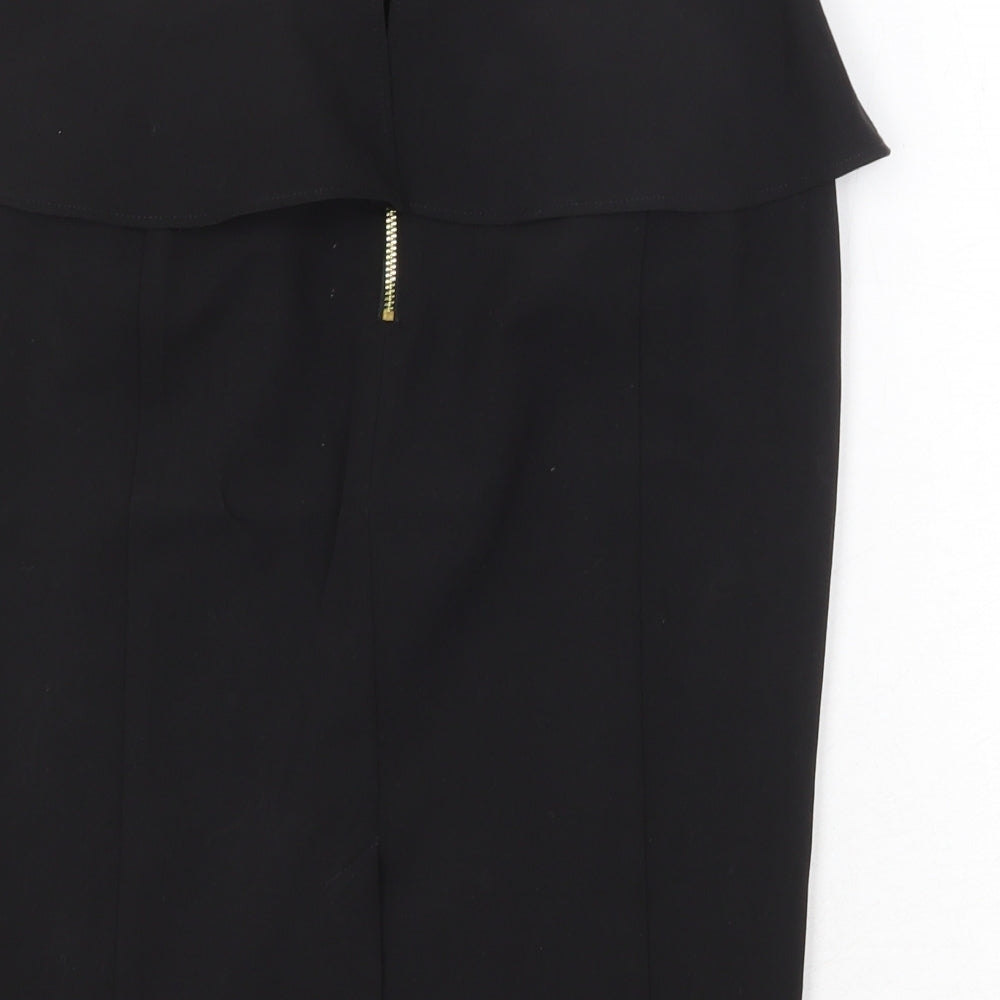 New Look Womens Black Polyester A-Line Skirt Size 8 Zip