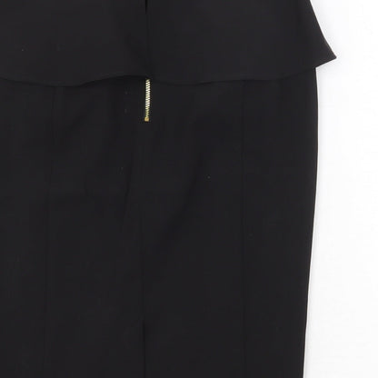 New Look Womens Black Polyester A-Line Skirt Size 8 Zip