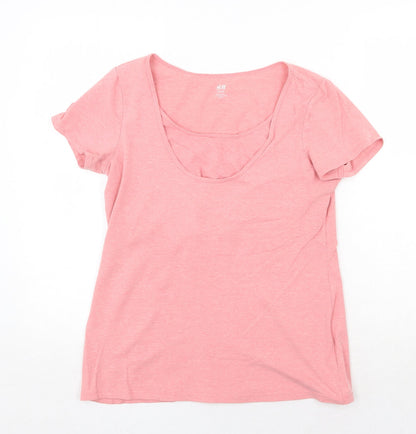 H&M Womens Pink Cotton Basic T-Shirt Size M Round Neck