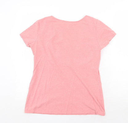 H&M Womens Pink Cotton Basic T-Shirt Size M Round Neck