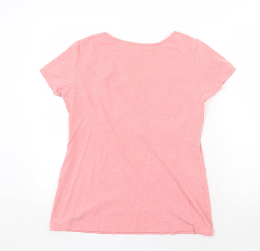 H&M Womens Pink Cotton Basic T-Shirt Size M Round Neck