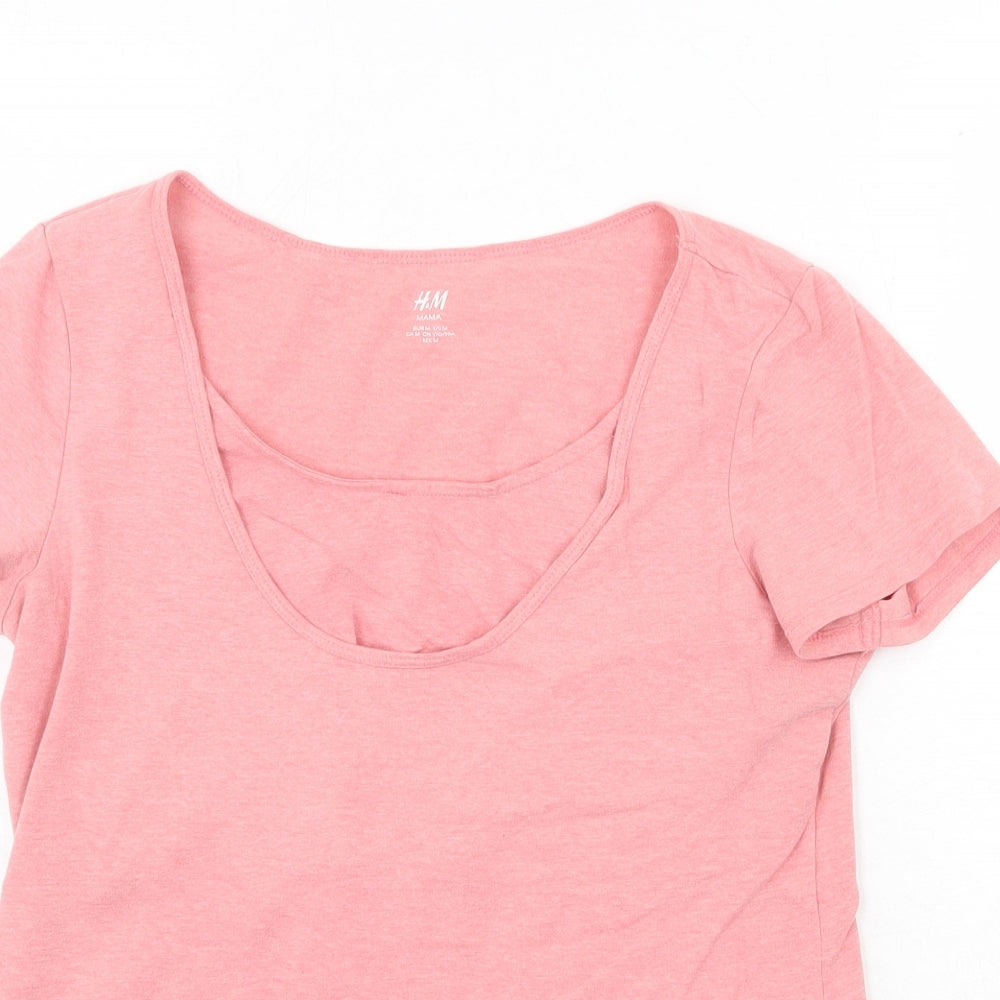 H&M Womens Pink Cotton Basic T-Shirt Size M Round Neck