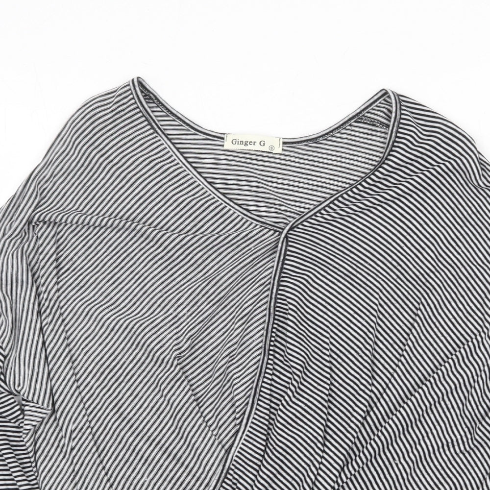 Womens UK Size S Ginger G Black Basic T-Shirt