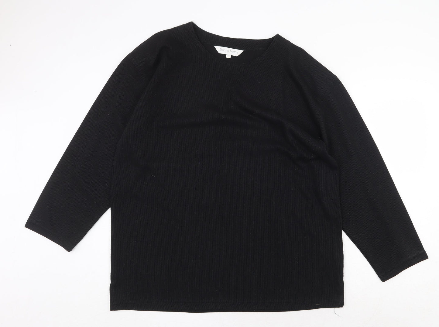 Womens UK Size 2XL Donna Lewis Black Basic T-Shirt