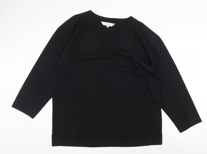 Womens UK Size 2XL Donna Lewis Black Basic T-Shirt
