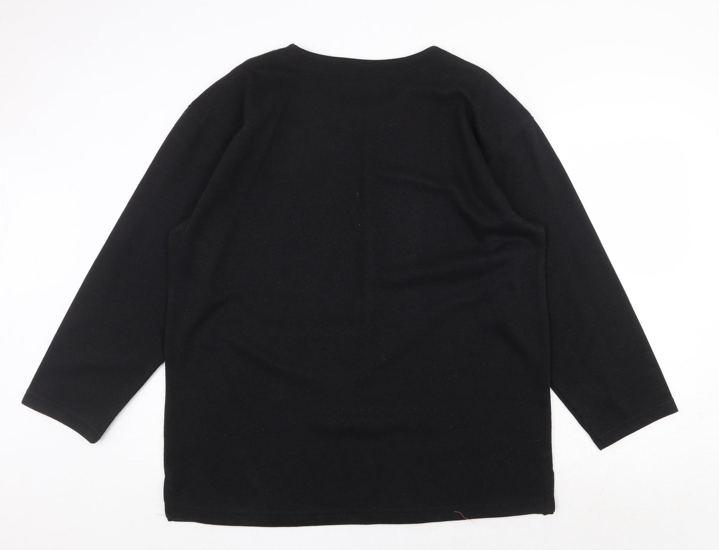 Womens UK Size 2XL Donna Lewis Black Basic T-Shirt