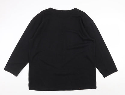 Womens UK Size 2XL Donna Lewis Black Basic T-Shirt