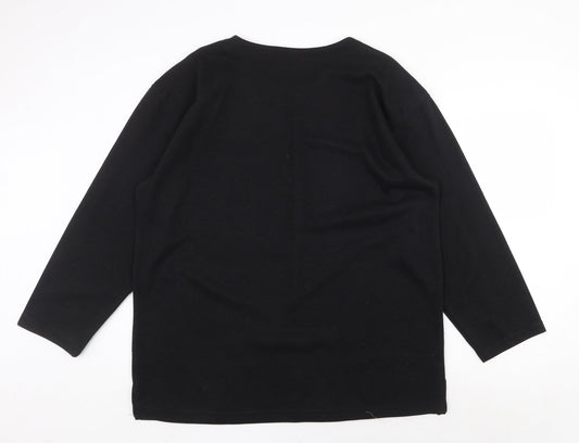 Womens UK Size 2XL Donna Lewis Black Basic T-Shirt