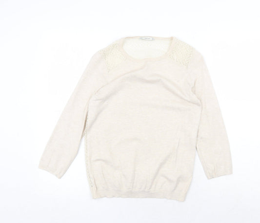 Womens UK Size S Zara Beige Pullover Jumper