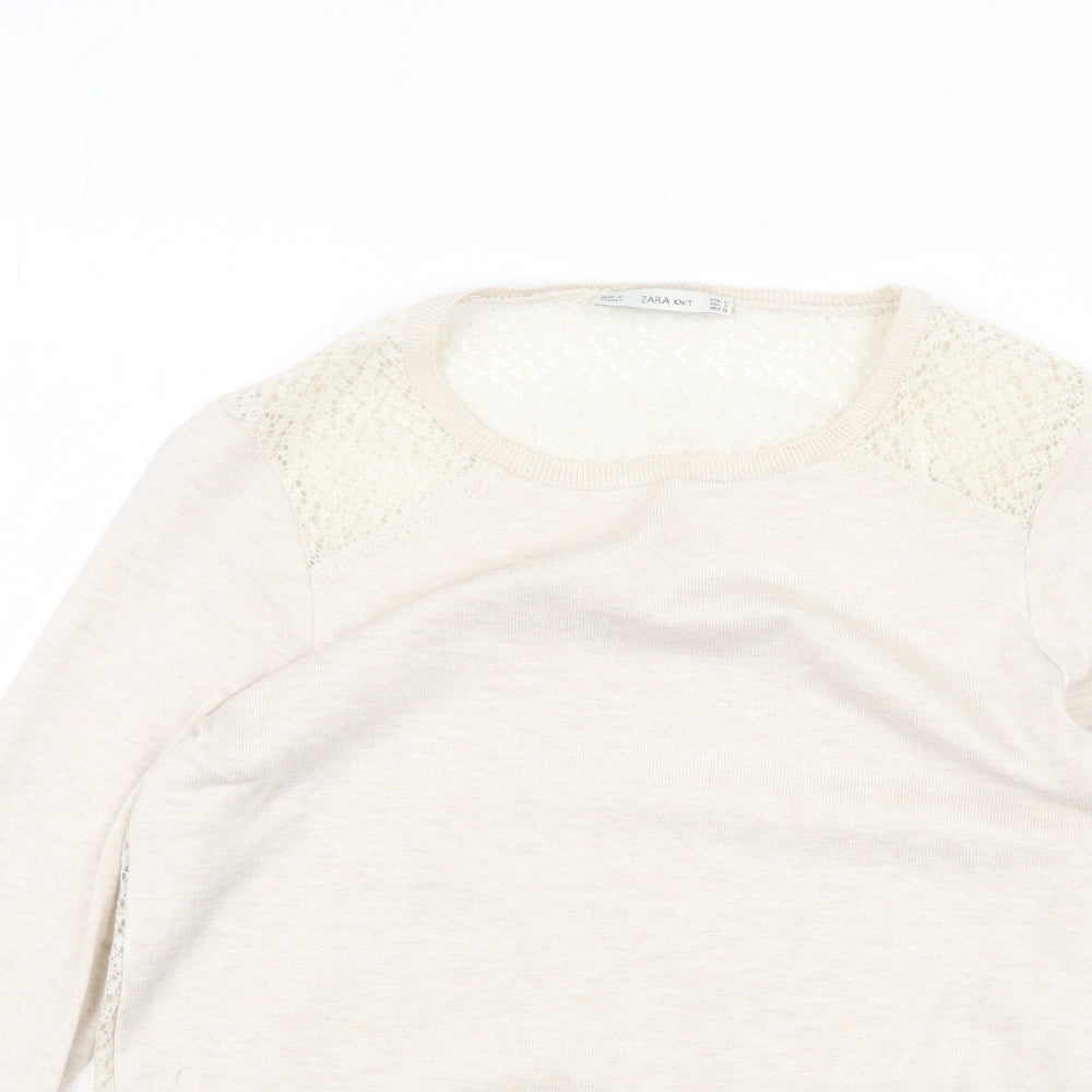 Womens UK Size S Zara Beige Pullover Jumper