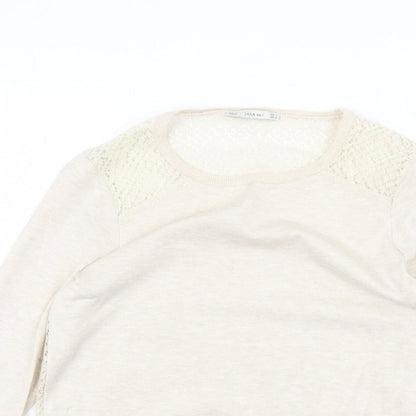 Womens UK Size S Zara Beige Pullover Jumper