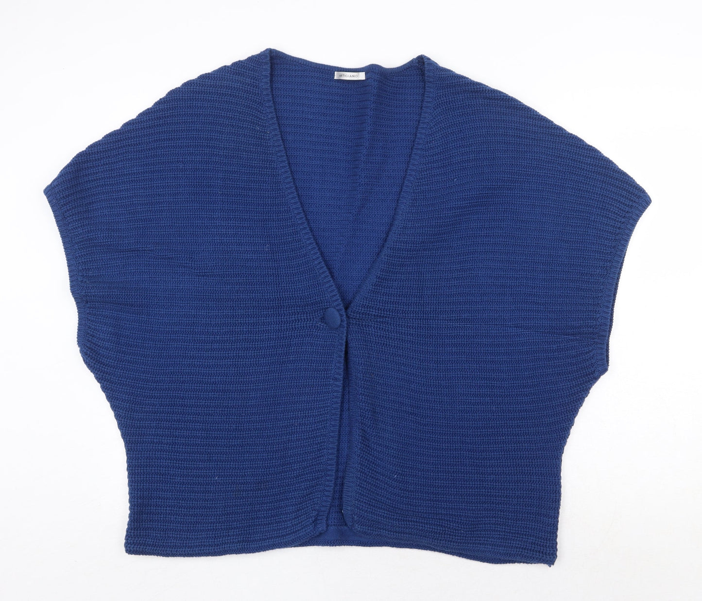 Artgiano Womens Blue V-Neck Cotton Cardigan Jumper Size M