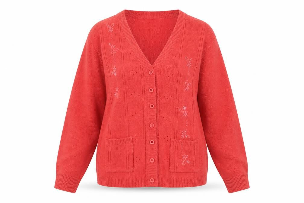 Womens UK Size M Akal Collection Orange Cardigan Jumper