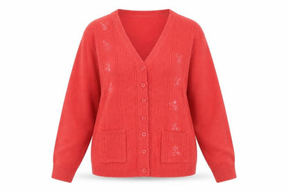 Womens UK Size M Akal Collection Orange Cardigan Jumper