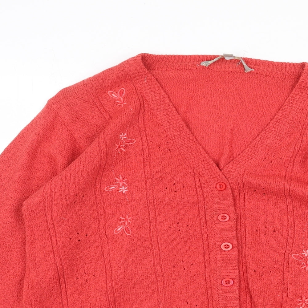 Womens UK Size M Akal Collection Orange Cardigan Jumper