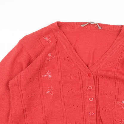 Womens UK Size M Akal Collection Orange Cardigan Jumper