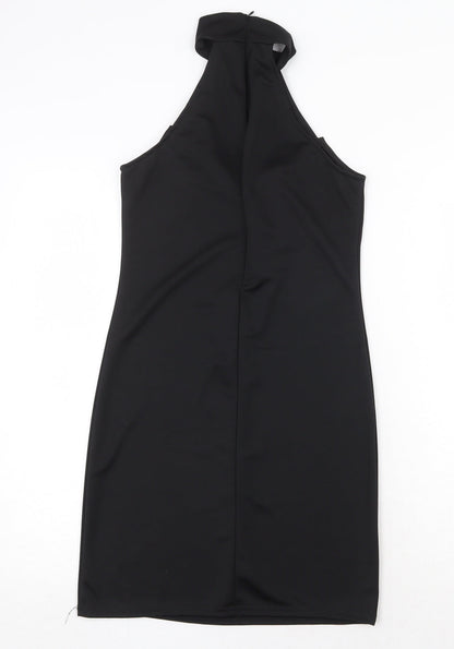 Preworn Womens Black Polyester Bodycon Size S Halter Zip