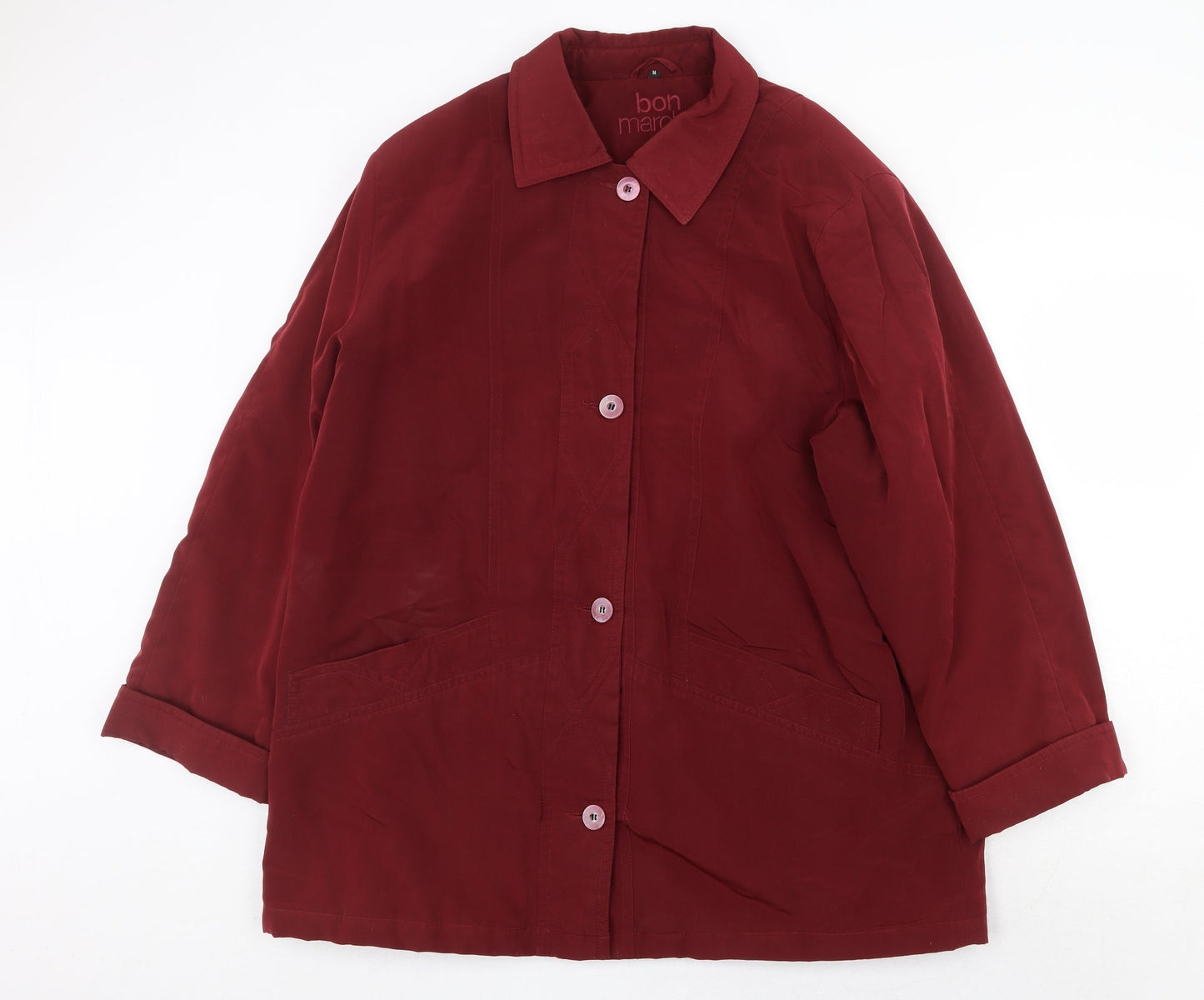 Womens UK Size M Bonmarché Red Pea Coat