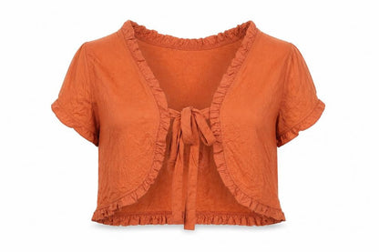 For Women Womens Orange Polyester Basic Blouse Size 18 V-Neck