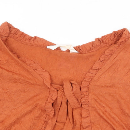 For Women Womens Orange Polyester Basic Blouse Size 18 V-Neck